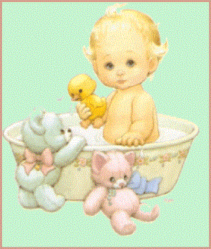 baby bath - a cute baby taking a bath drawing