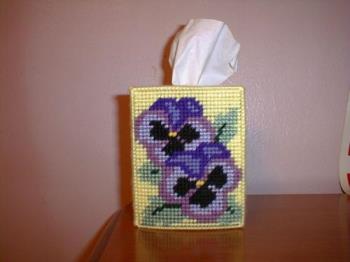 Pansy Tissue Cover - Here's one of my spring crafts. Pansy Tissue Cover - Here's one of my spring crafts.