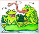 frogs - shows cartoon frogs. frogs come out a lot in the country especially at dusk during rainy seasons.