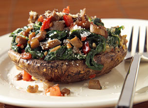 Spinach-Stuffed Portobello Mushrooms - this is a pic i found online for ya..doesnt it look sooo YUMMMY!!!:)