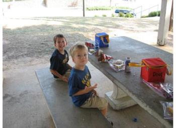 Boys having a picnic in the park - Triplets having a picnic in the park, well okay just the boys