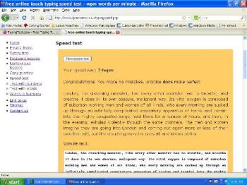 my speed test - this is the screen shot of my typing speed test. 
