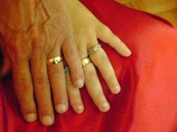 Our wedding bands - These belonged to my grandparents who were married 63 years, before they died. 