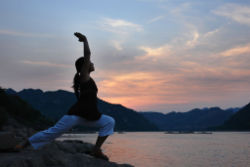 yoga - A woman practising hatha yoga