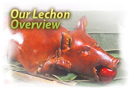 lechon baboy(roasted pig) - very popular in the Philippines...roasted pig stuffed with different spices...
really delicious!