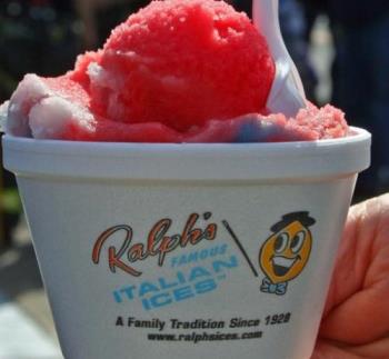 Ralphs Mouth Watering Ices - cherry and rainbow in a cup at the famous Ralph&#039;s