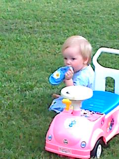 check out my ride - daughter playing with her toy truck