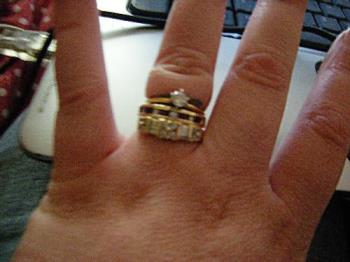 Wedding band engagement ring wear