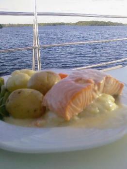 Eating Out! - A Poached Salmon Entree with a View..