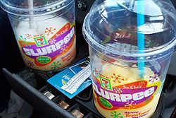 slurpees - A Slurpee is a frozen carbonated beverage (although not carbonated in Canada) sold by 7-Eleven. In 1967[1], 7-Eleven licensed the product from the ICEE Company, and began selling it as the Slurpee. Slurpee is a registered trademark of the 7-Eleven Corporation.