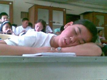 sleeping in class - a classmate caught sleeping in class