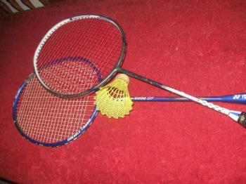 rackets, shuttlecock - things used in badminton