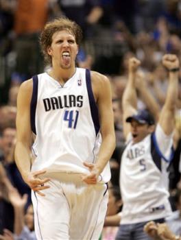 Dirk Celebrating - Dirk is loving himself after taking the lead back to his beloved team, the Dallas Mavericks.