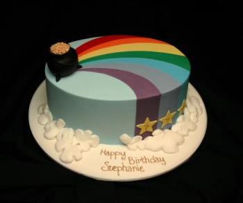 Public Domain Rainbow Cake - Somewhere over the rainbow, my fortune lies. May your pot of gold be there for you, too. 