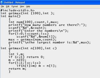 c - c program for largest number