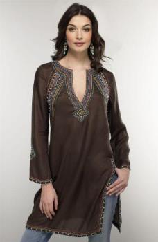 Brown tunic - embroidered brown tunic