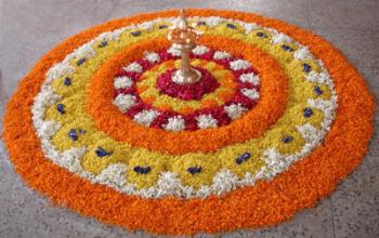 Pookalam on Onam - This the floral decoration at the time of Onam, the festival of South Indian State.