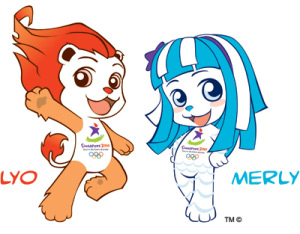 Lyo and Merly - proud mascots of the singapore 2010.