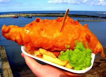 Fish, chips and mushy peas - Fish, chips and mushy peas has to be one of the favourite British dish!!