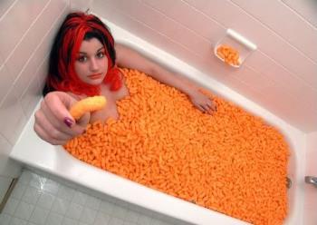 tub of cheesecurls,you want? - how could someone enjoy bathtub?