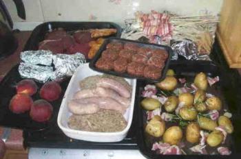 Barbecue food - With homemade burgers and meat balls