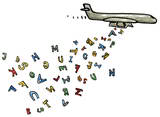 Spreading knowledge  - An aeroplane spreading knowledge by bombing letters