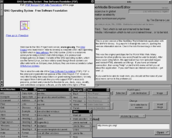 The First Internet Browser - WorldWideWeb FSF GNU. - This is a picture of the now antiquated first internet browser.
