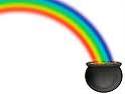 A Pot of Gold at the end of a Rainbow - This picture depicts a pot of gold at the end of a rainbow, probably signifying that if one has the stamina, tenacity and desire to pursue some ambition or objective, he will surely attain it in the end.