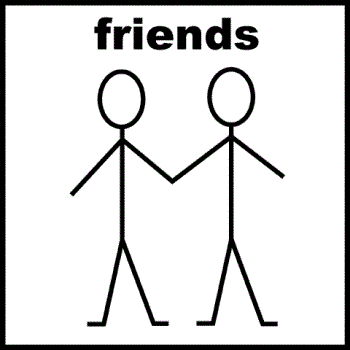friends - stick figures holding hands like friends