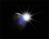 earth with sun shining - the sun seemingly circling the Earth