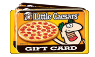 Little Caesar&#039;s Pizza logo on a gift card - Little Caesar&#039;s Pizza logo on an orange gift card
