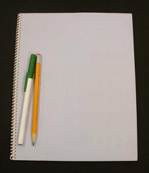 A notebook, pen and pencil - A notebook to write to, pen and pencil A notebook, pen and pencil - A notebook to write to, pen and pencil