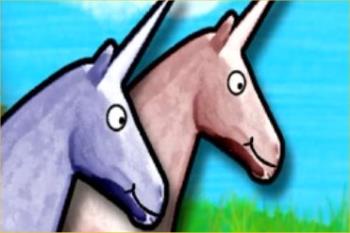 charlie the unicorn - screenshot from the flash animation "Charlie the Unicorn"