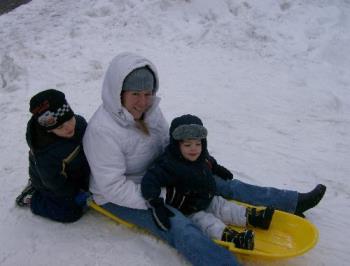 coat - Me and my little 2 sledding.