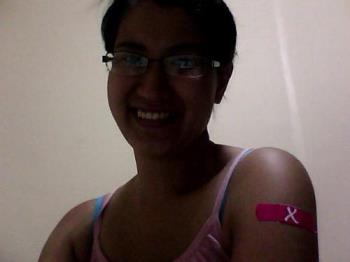 Me and my cervical cancer vaccine band-aid. - I took this one when I had the vaccine for Cervical cancer, I posted it on FB to let all my friends know that there is a vaccine, and that it&#039;s not too late for us to get it.. As they say, prevention is better than cure. 