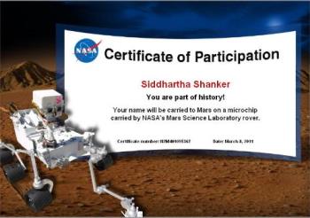 I am now Going to Mars - Certificate Issued by NASA... And I am into HISTORY?