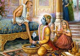 Krishna - Sudama - Krishna washing foot of Sudama