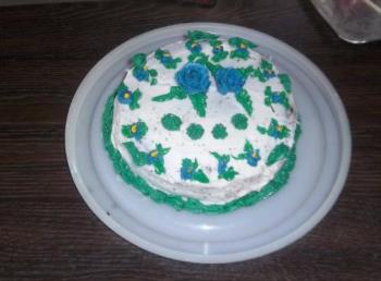 First cake - First cake my son decorated except I did the border and Roses. First cake - First cake my son decorated except I did the border and Roses.