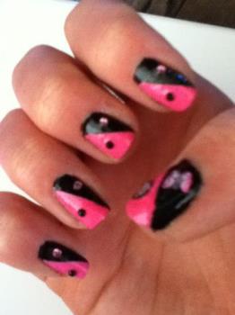 My pink and black nails - This is a design I did recently over my natural nails. Soooo pretty :)