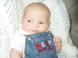 Jake Daniel at 6 weeks - this is him in his favorit awing, being as cute as ever :)