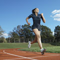 Female Athlete Running - This is a photo of a female athlete practising running.