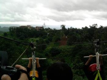 view from the zipline - from the tower of station 1 is several hundred meters away to the other side of the mountain.