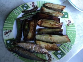 Fried eggplant, slices - Friend eggplant for breakfast Fried eggplant, slices - Friend eggplant for breakfast