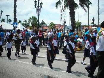 Part of the Flag parade - It seemed that very person in Aruba was in the parade. It was awesome.