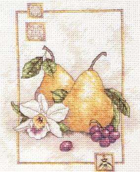 Pears - Recently finished cross-stitch waiting to be framed.