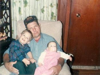My Dad, Son and Daughter - My sister found this picture while cleaning out my grandmother&#039;s house when she died. She put it on facebook so I could see it. If I&#039;d seen it before I had forgotten! My son turned 24 on Sunday, my daughter is 22 and expecting her first child. My dad passed away in 2004. 

I was very excited to see this photo