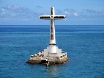 Camiguin Sunken Cemetery Marker - One of the mandatory sightseeing sites in Camiguin.