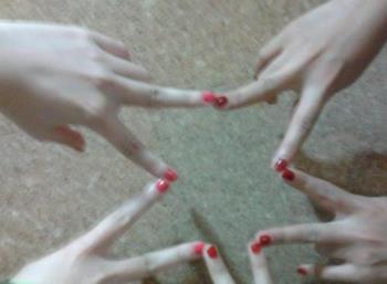 Manicured nails - Shocking red