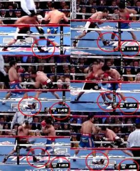 dirty tricks of Marquez - The reason why the right foot of Manny Pacquiao got cramped because of this repeating techniques of Manuel Marquez, anyway, what you see is what you get.