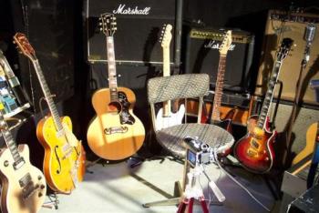 Studio guitars - friends studio with guitars,drums and recording equipmenat.